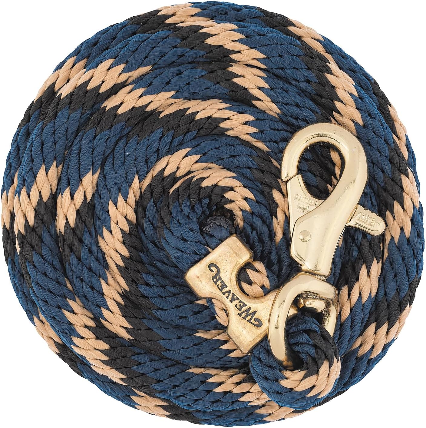 Weaver Leather Poly Lead Rope Brass Plated Bull Trigger Snap Navy/Black/Tan, 5/8″ x 10′