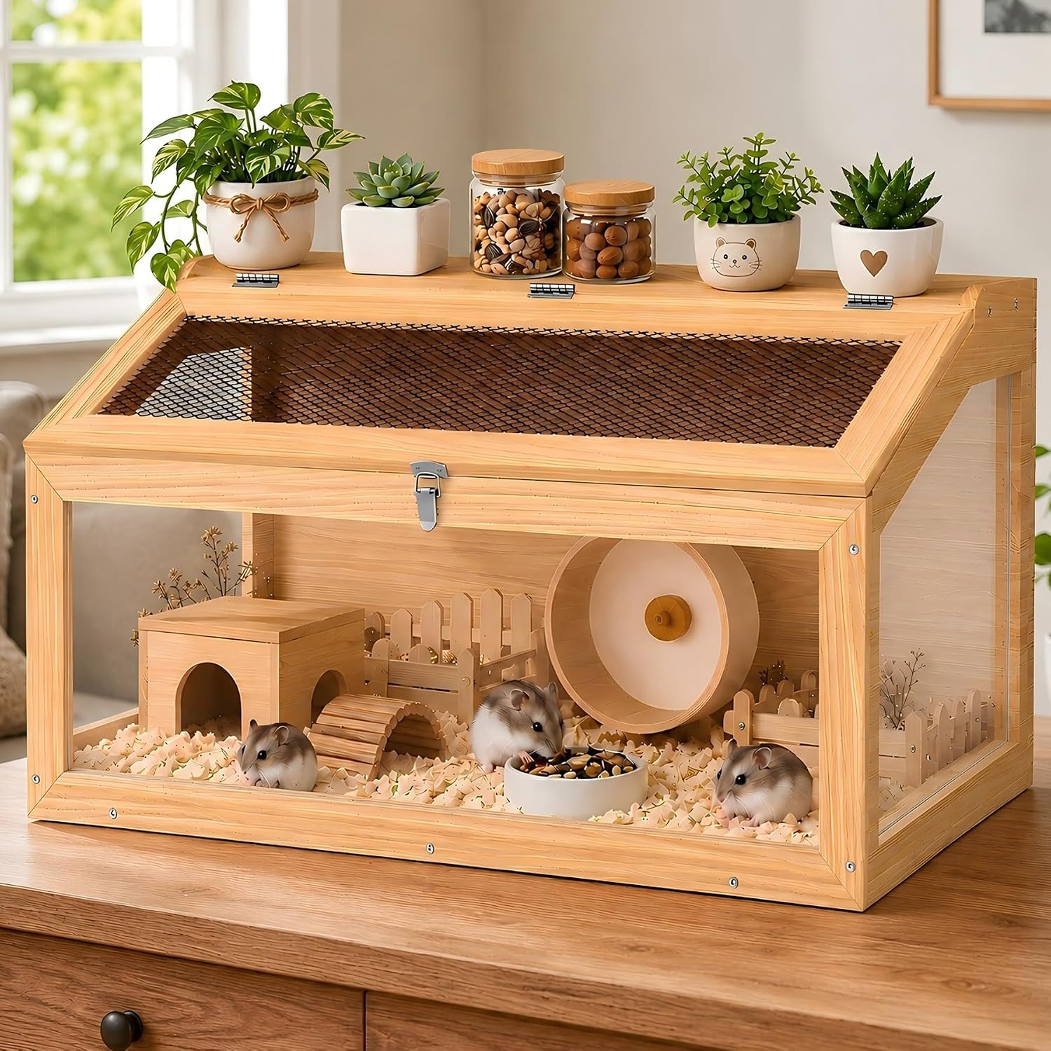 Wooden 32″ Large Hamster Cage, Chewproof Guinea Pig Cages Hamster Rat Cage