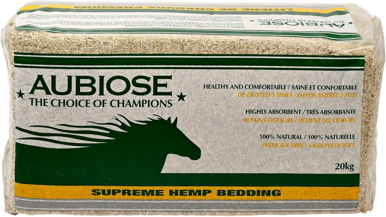 Aubiose French Hemp Bedding 44lb — Chicken Coop & Horse Stall Bedding | Ultra Low Dust, Odor Control, Deep Litter Ready | Premium Hemp Shavings for Chickens, Horses, Rabbits & Small Animals