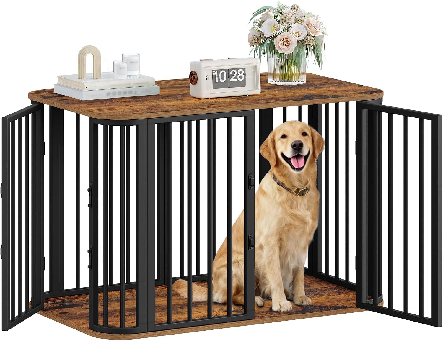 Hzuaneri 39.4” L Dog Crate Furniture, Wooden Dog Kennel Indoor Dogs Cage