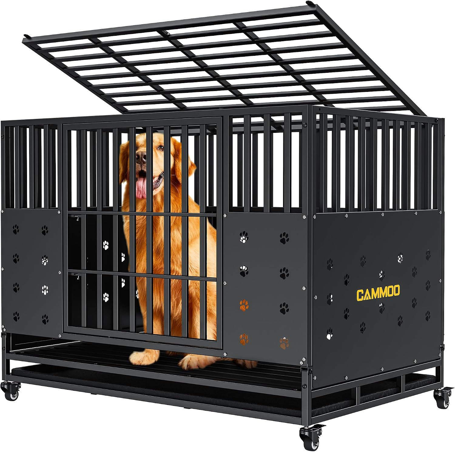Cammoo 48” Heavy Duty Dog Crate/Kennel for Large Dogs Indoor, Black