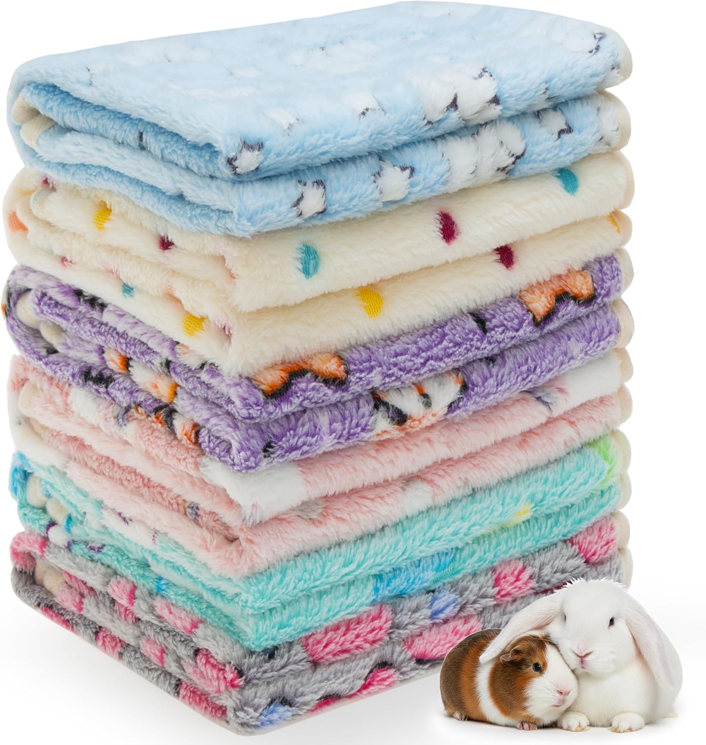 Guinea Pig Blankets 6 Pack, Soft Fleece Small Animal Cage Liners