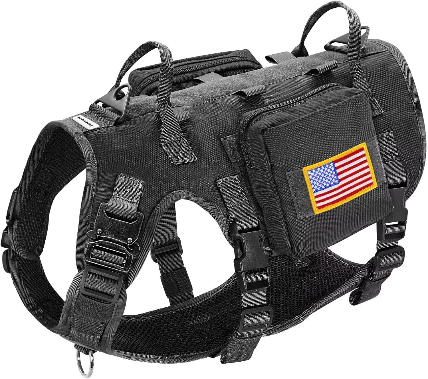 Forestpaw Tactical Dog Harness for Medium Dogs,Service Dog Vest,M,Black