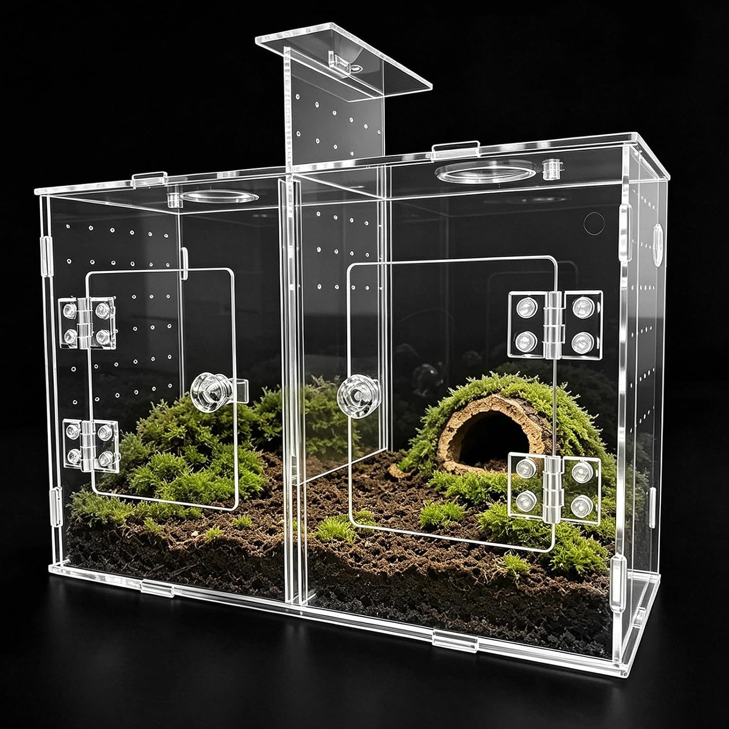 12×7.8×4.7 Inch Jumping Spider Enclosure Acrylic Terrarium with Magnetic Door Transparent Enclosure for Reptile Tarantula Jumping Spider Gecko Amphibians Chameleon