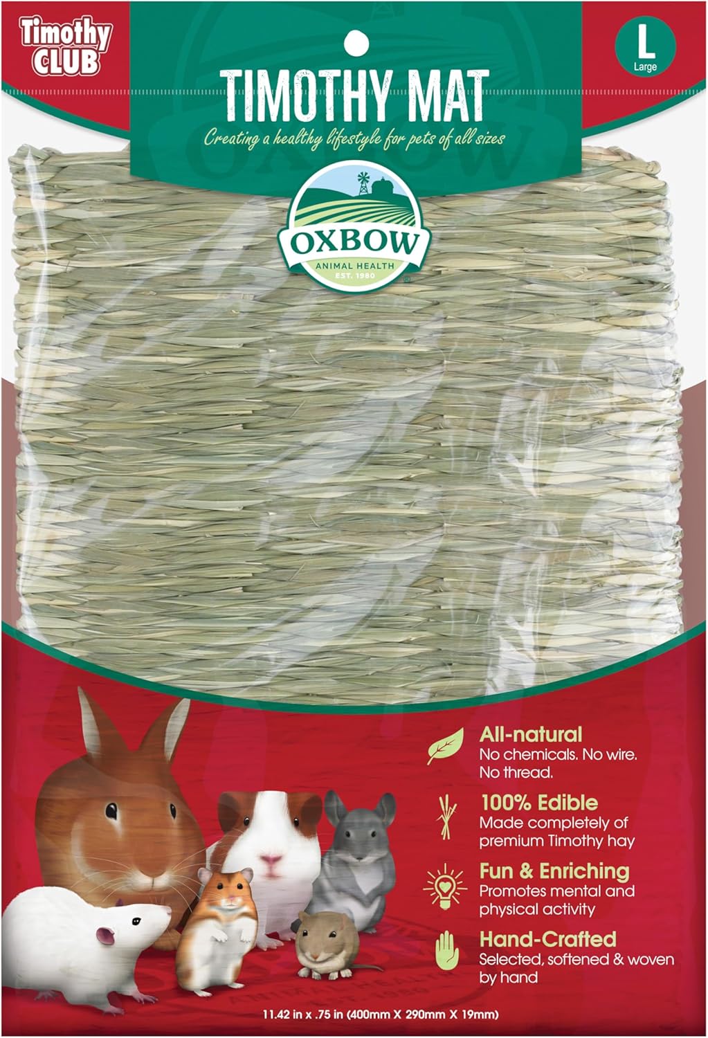Oxbow Timothy Hay Mat, Edible Rabbit & Guinea Pig Chew Mat, Large