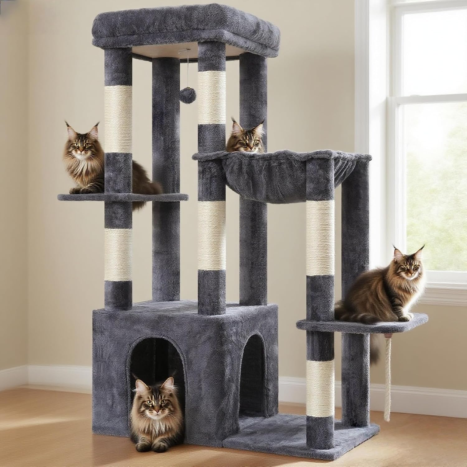 Heybly Heavy Duty Cat Tree with Large Base for Large Indoor Cats HCT026G