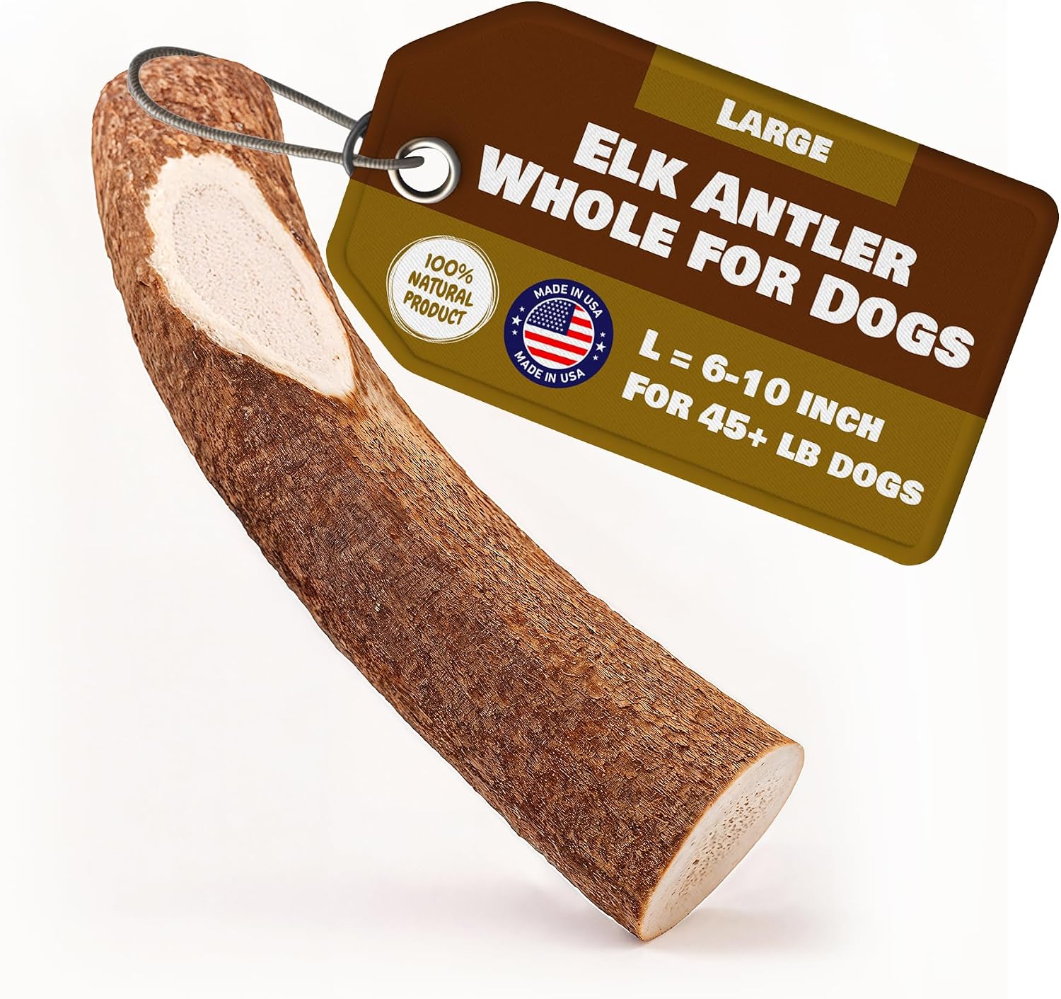Extra Large Whole Elk Antlers for Dogs | 100% Natural & Organic | Dog Elk Antler for Aggressive Chewers | Whole Dog Antler Chews for Dogs and Puppies | 6-10 Inches, 8 oz