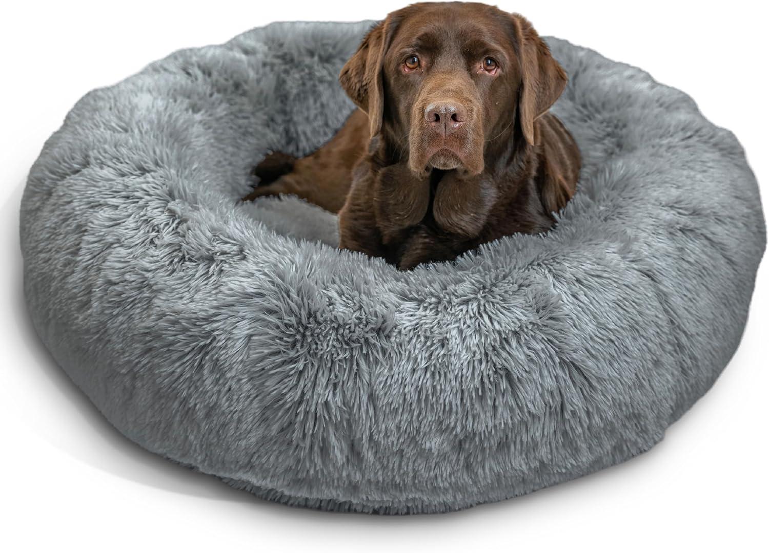 Best Friends by Sheri Original Calming Donut Dog Bed, Gray, Large, 36″