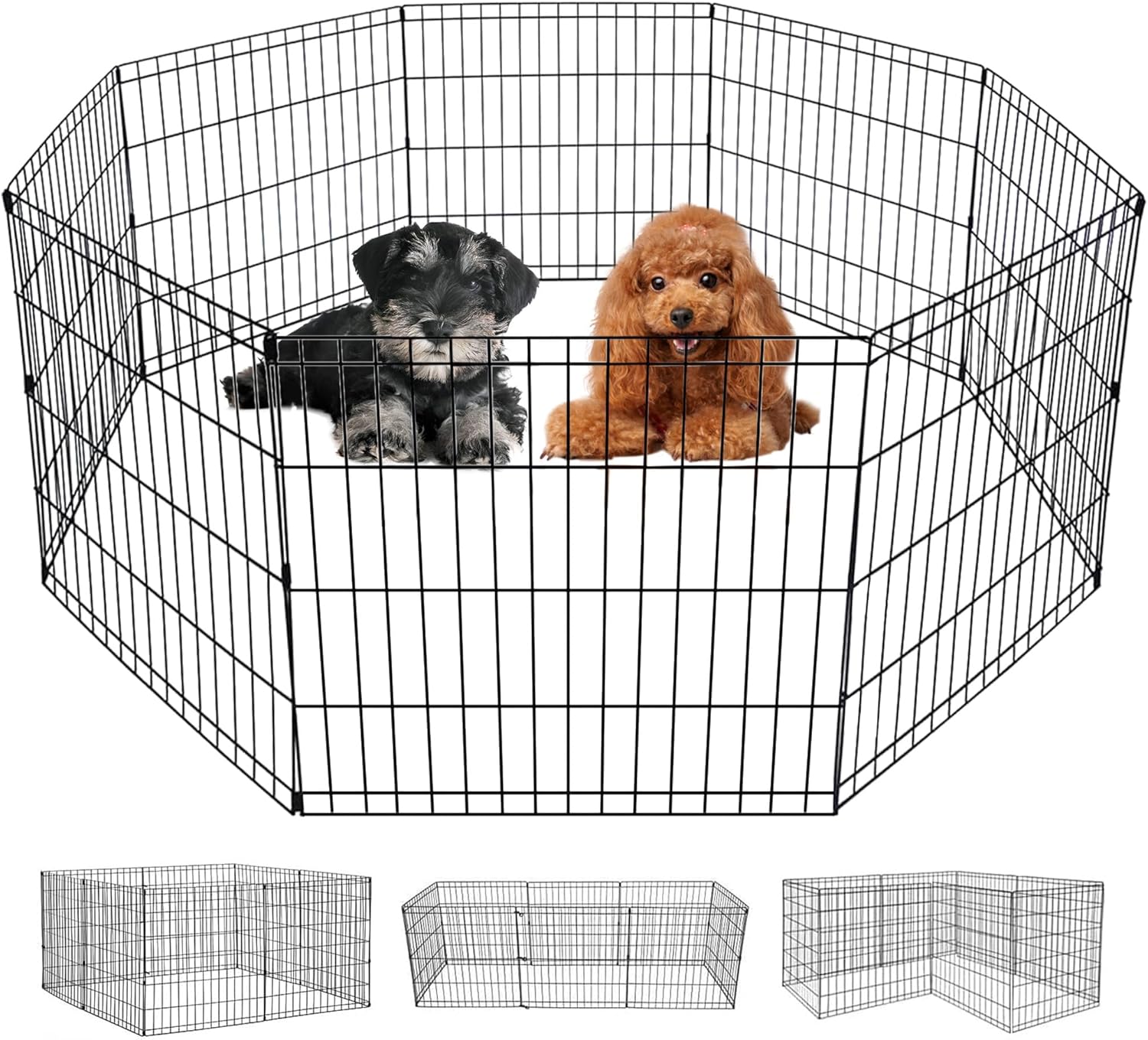 FDW | Dog Playpen | 24″, 8 Panels | Heavy Duty Metal Pet Exercise Pen