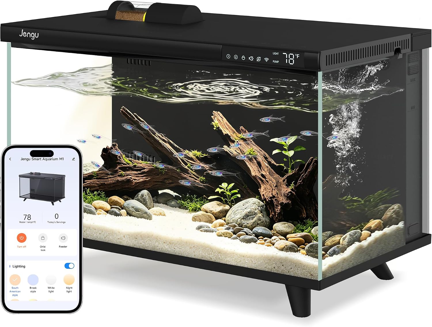 M1 5.3 Gallon Smart Fish Tank, App-Controlled Betta Aquarium Starter Kit