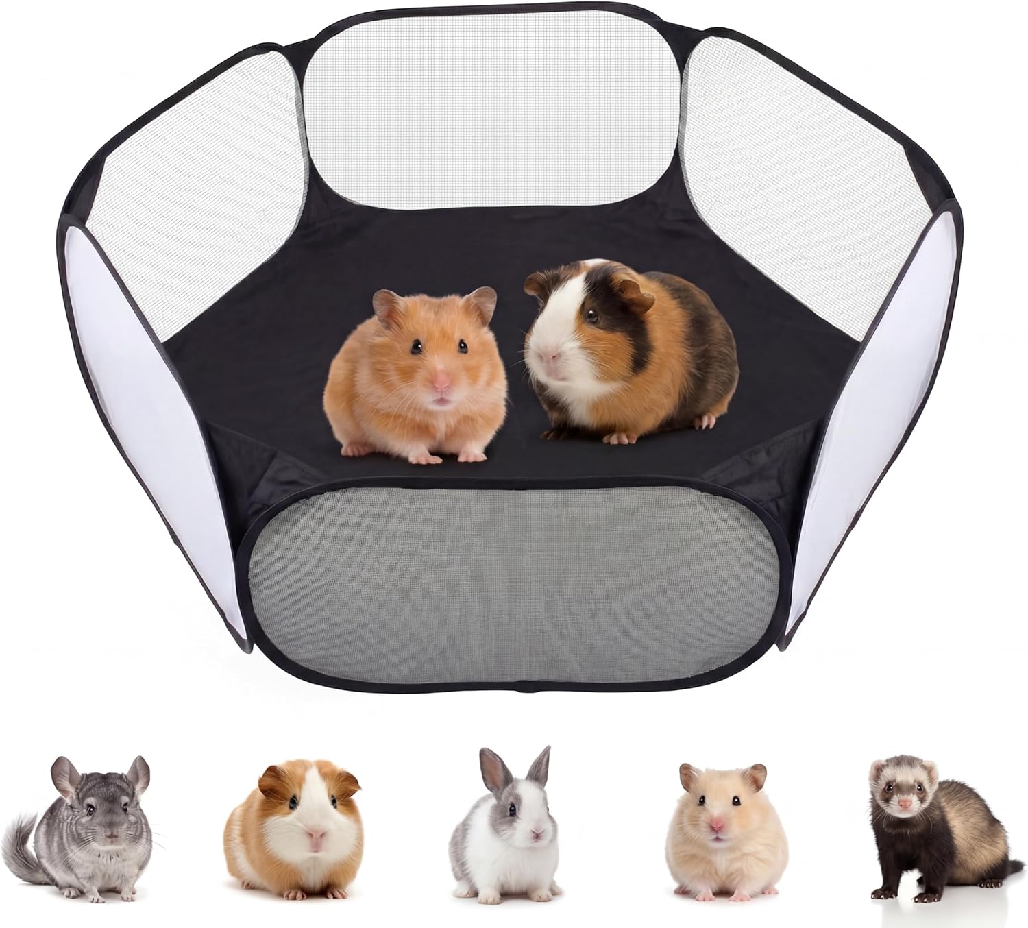 Small Animals Playpen, Portable Pop-up Open Interactive Pet Tent, Indoor Outdoor Fence for Rabbits, Guinea Pig, Hamster, Chinchillas, Kittens, Puppies