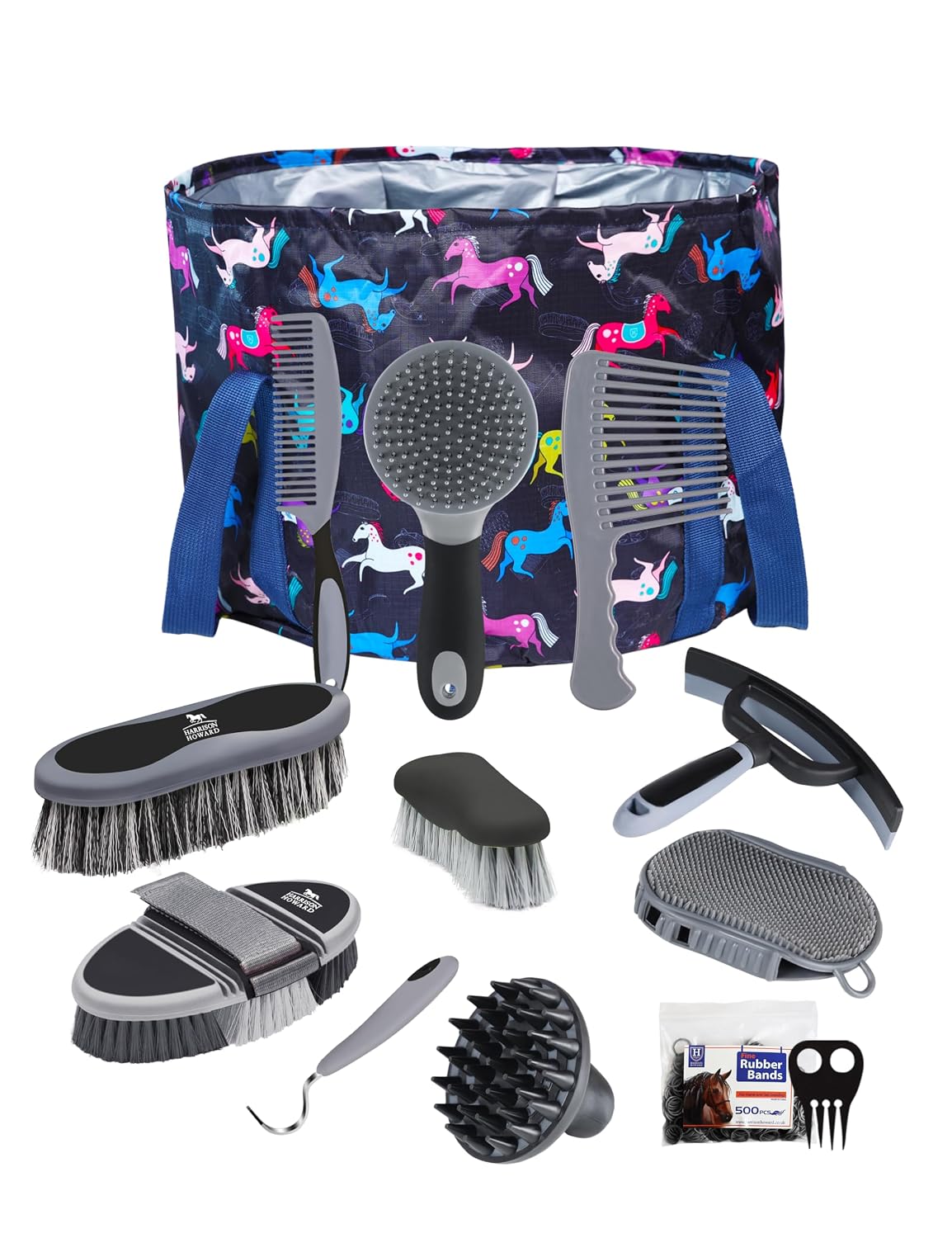 Harrison Howard Horse Grooming Kit, 11-Piece Horse Brush Set with Tote