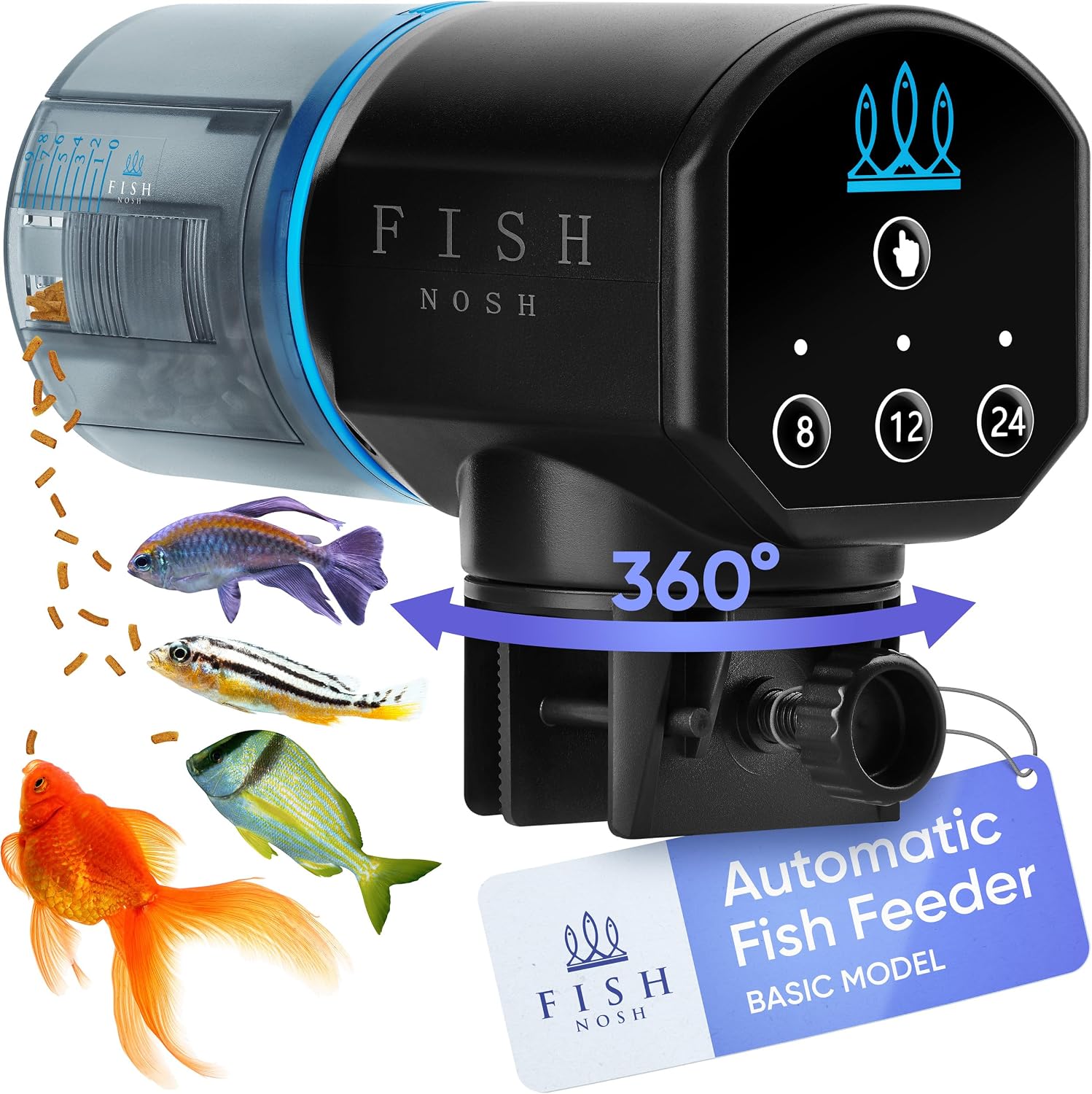 FISHNOSH Automatic Fish Feeder for Aquarium – New Generation 2026, Auto Food Dispenser with Timer for Small Tank, Big Aquariums & Pond, Model-ML