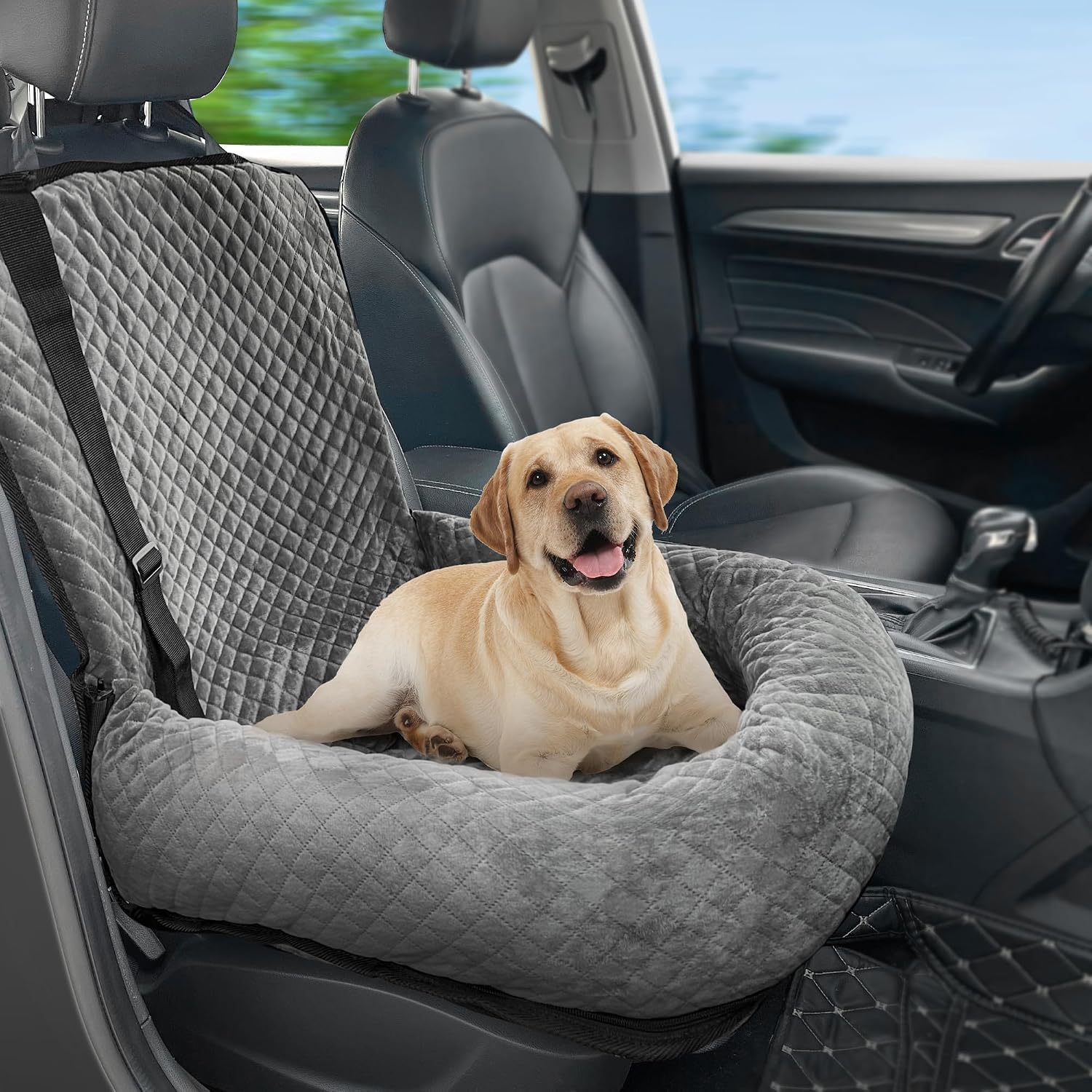 Dog Car Seat for Small Medium Dogs,Detachable Washable Travel Safety Pet Booster Seat, Comfy Ultra Soft and Multifunctional Car Travel Bed,Grey