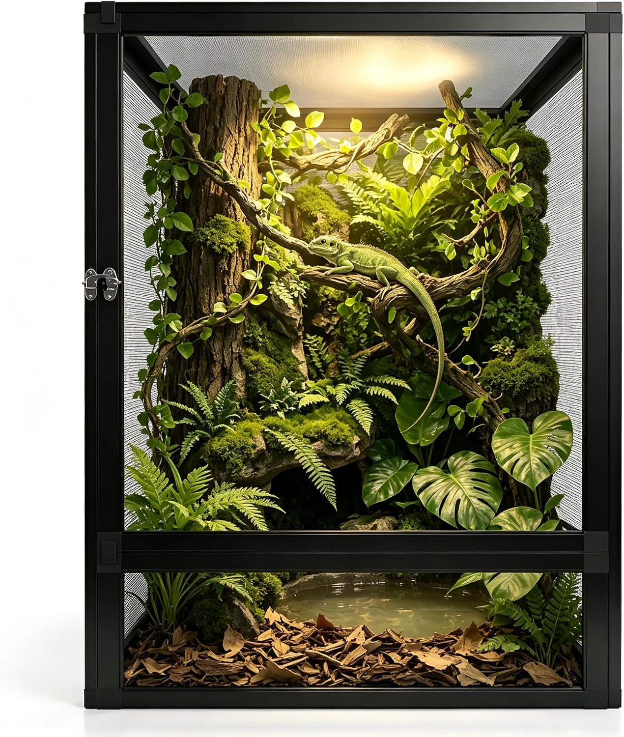 13 Gallon 19″x13″x13″ Tall Reptile Enclosure,Mesh Screen Tank Vertical Terrarium Cage for Chameleon,Crested Gecko,Leopard Gecko,Bearded Dragon,Frog,Butterfly,Spider,Superior Ventilation
