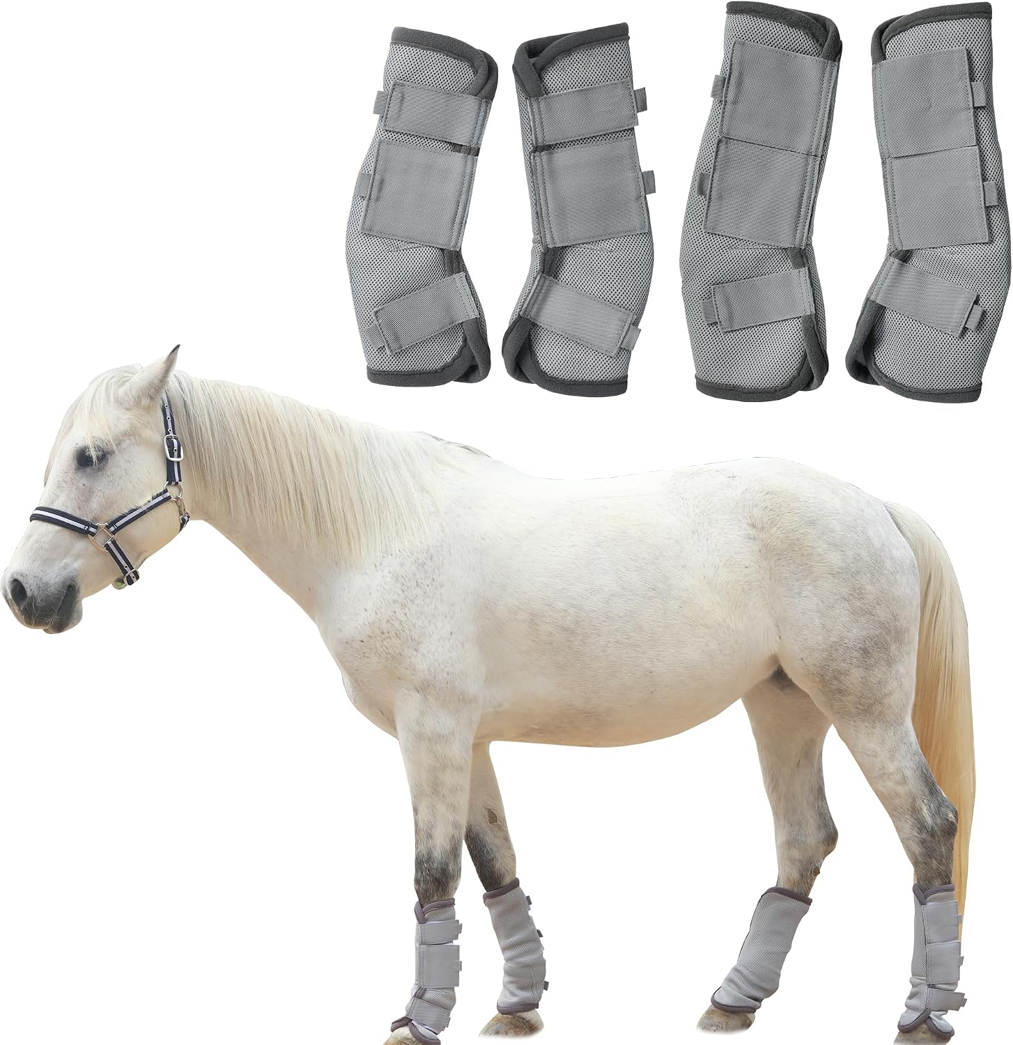 Horse Fly Boots, Mesh Fly Boots for Horse Set of 4, Equine Leg Protection