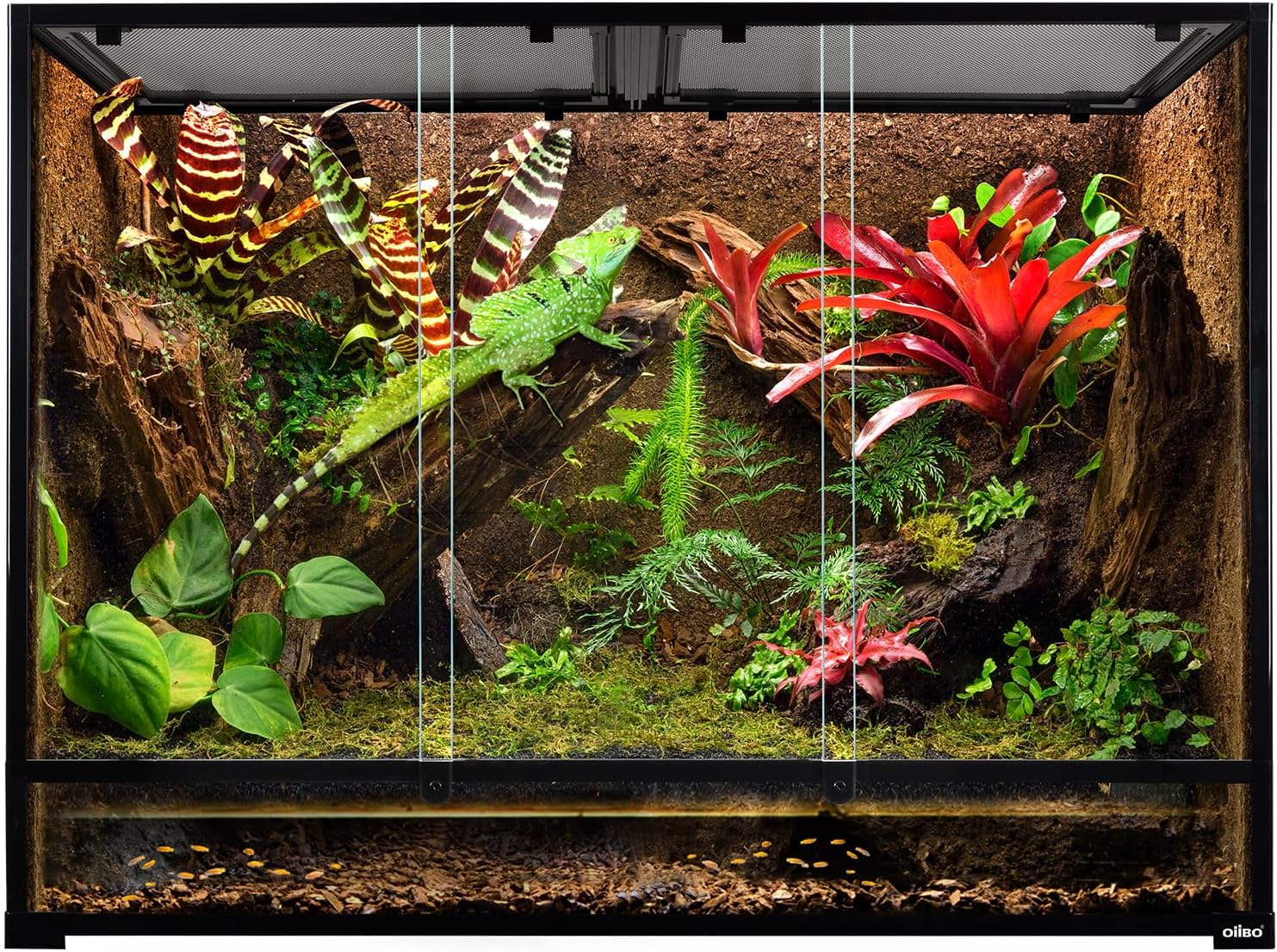 135 Gallon Reptile Terrarium, 48″ x 18″ x 36″ Full Tempered Glass Vertical Reptile Tank,Front Sliding Door with Top Screen Ventilation Reptile Amphibian Tall & Extra-Long Habitat Enclosure Cage