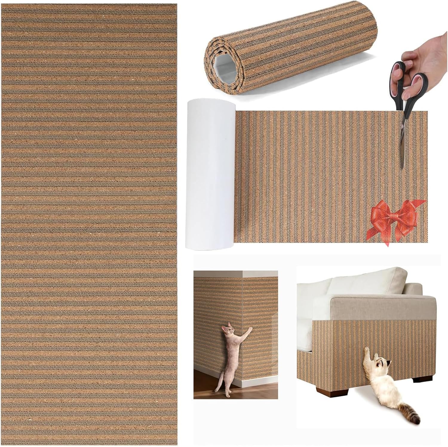 Natural Cork-Cat Scratch Pad-Cat Scratch Mat Rug-Avoid Cat Couch Protector-Cat Scratch Furniture Protector for Post/Sofa/Floor-Indoor Wall Scratchers-Cat Scratching Carpets-Stretching-Pro 40 * 16IN