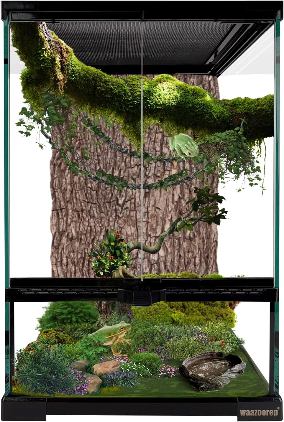11 Gallon Reptile Glass Tank Vertical Terrarium 12″x12″x18″ Habitat Enclosure with Front Openning Door and Top Screen Ventilation for Geckos, Snakes,Tree Frogs,Chameleon