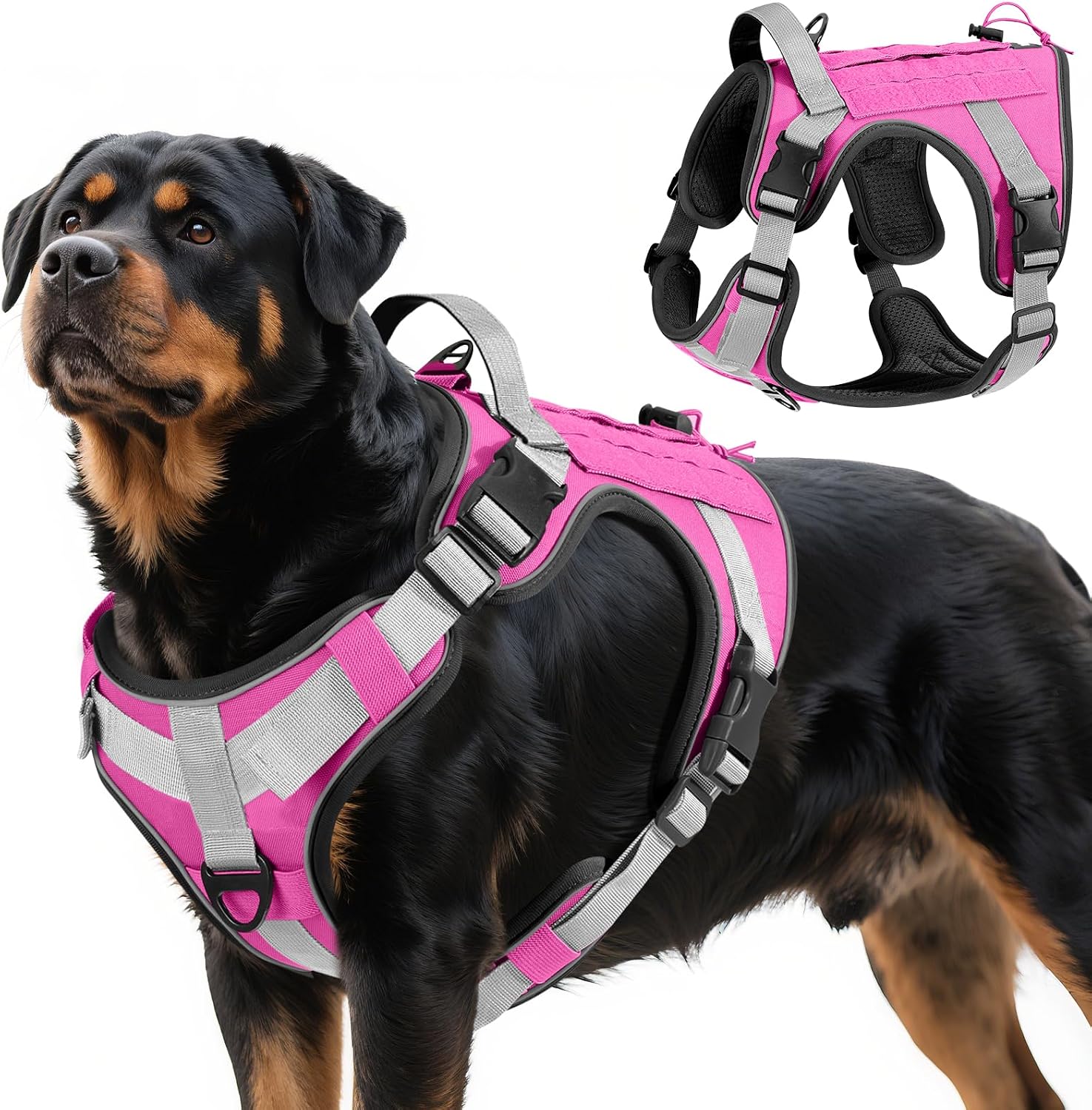 VavoPaw Heavy Duty Tactical Dog Harness for Large Dogs, No Pull Adjustable