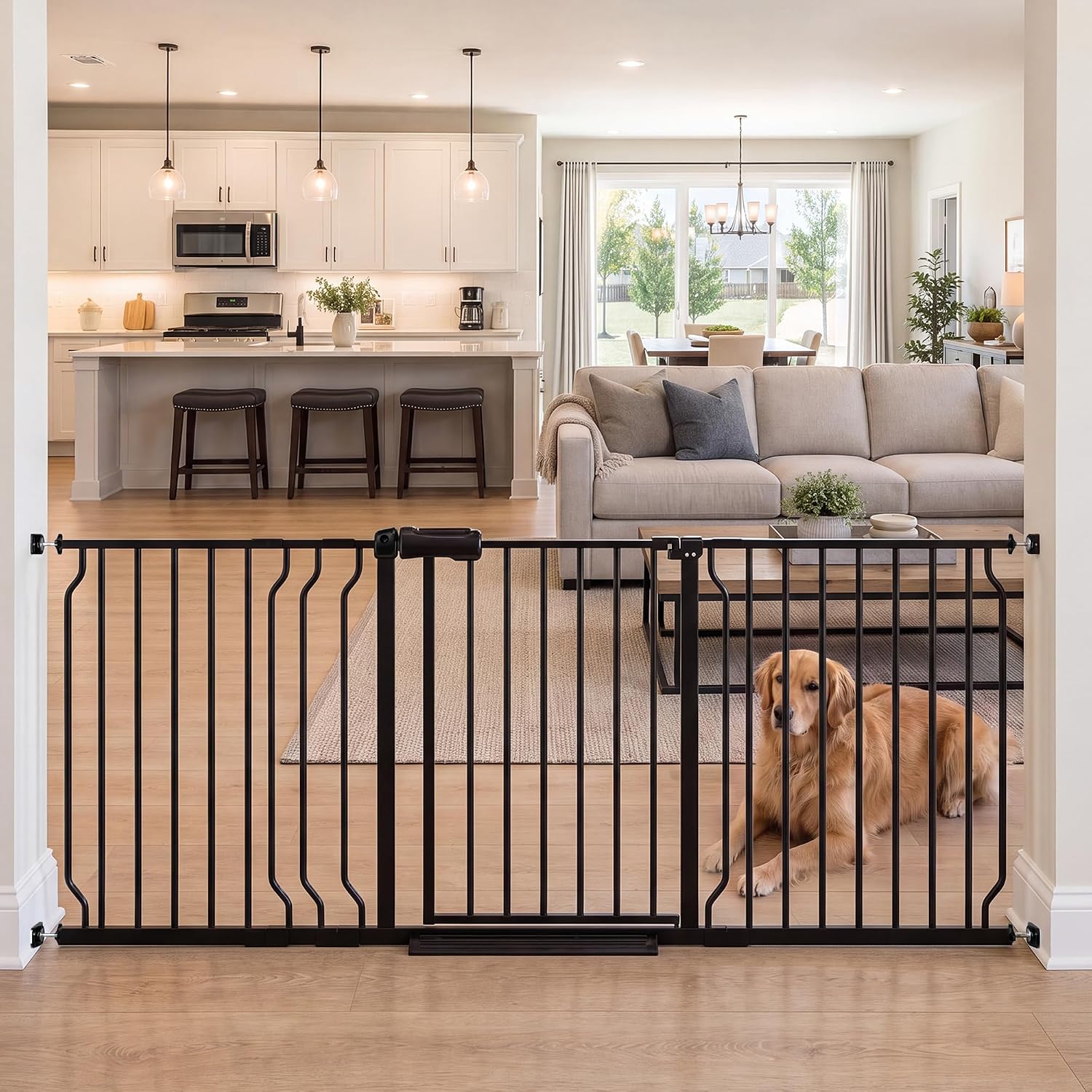 62.2-71.65 Inch Extra Wide Baby Gate for Indoor Stairs and Doorways