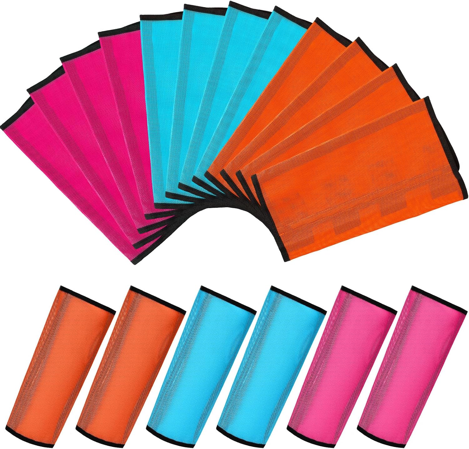 Jexine 12 Fly Boots for Horse Set of 12 Loose Breathable Mesh Horse Fly Sheets Protective Horse Leg Wraps Leggings for Preventing Flies and Mosquitoes Bites (Pink, Blue, Orange)