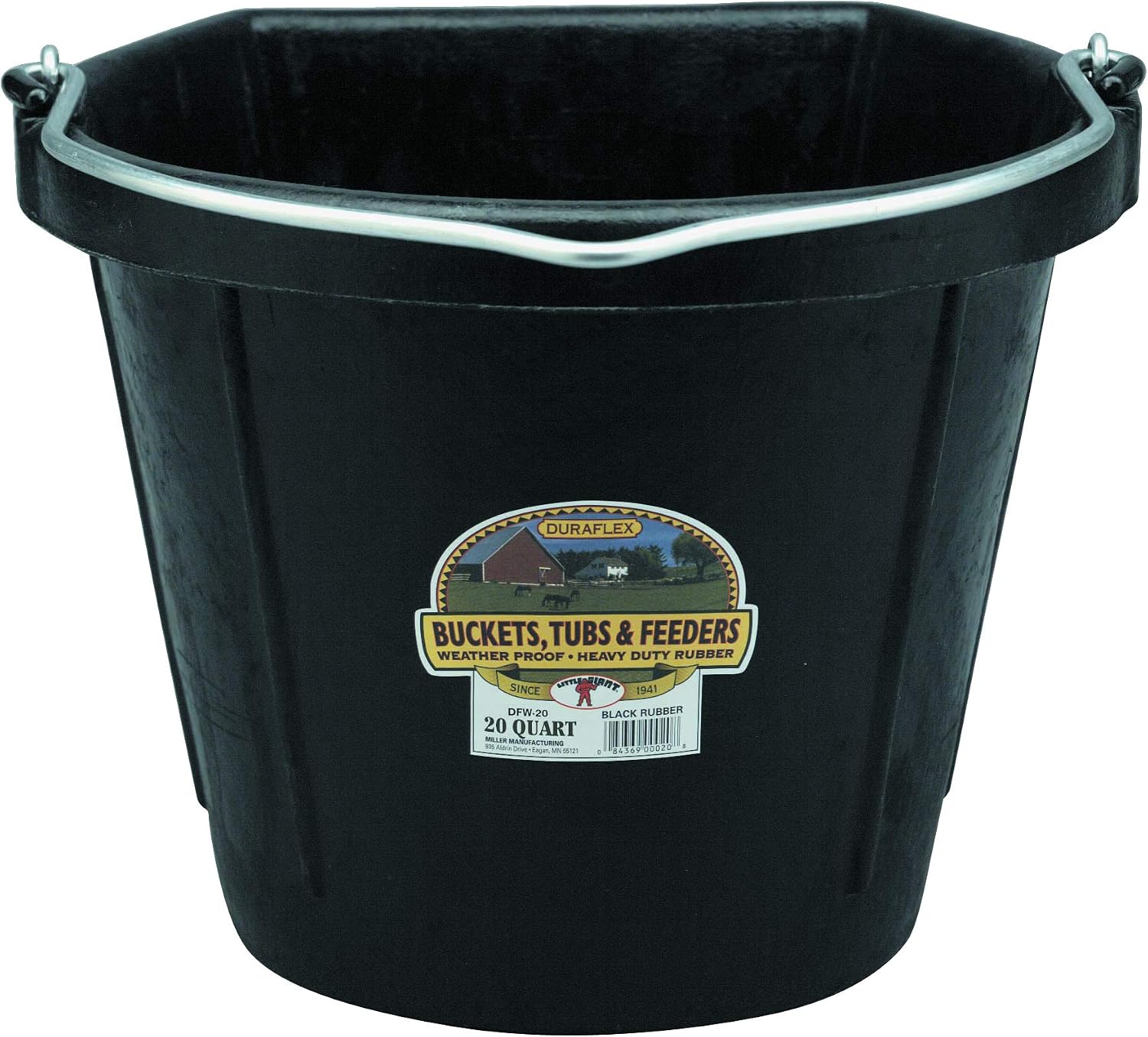 Little Giant Flat Rubber Bucket Rubber Flat Back Bucket (20 Quart) (Item No. DFW20)