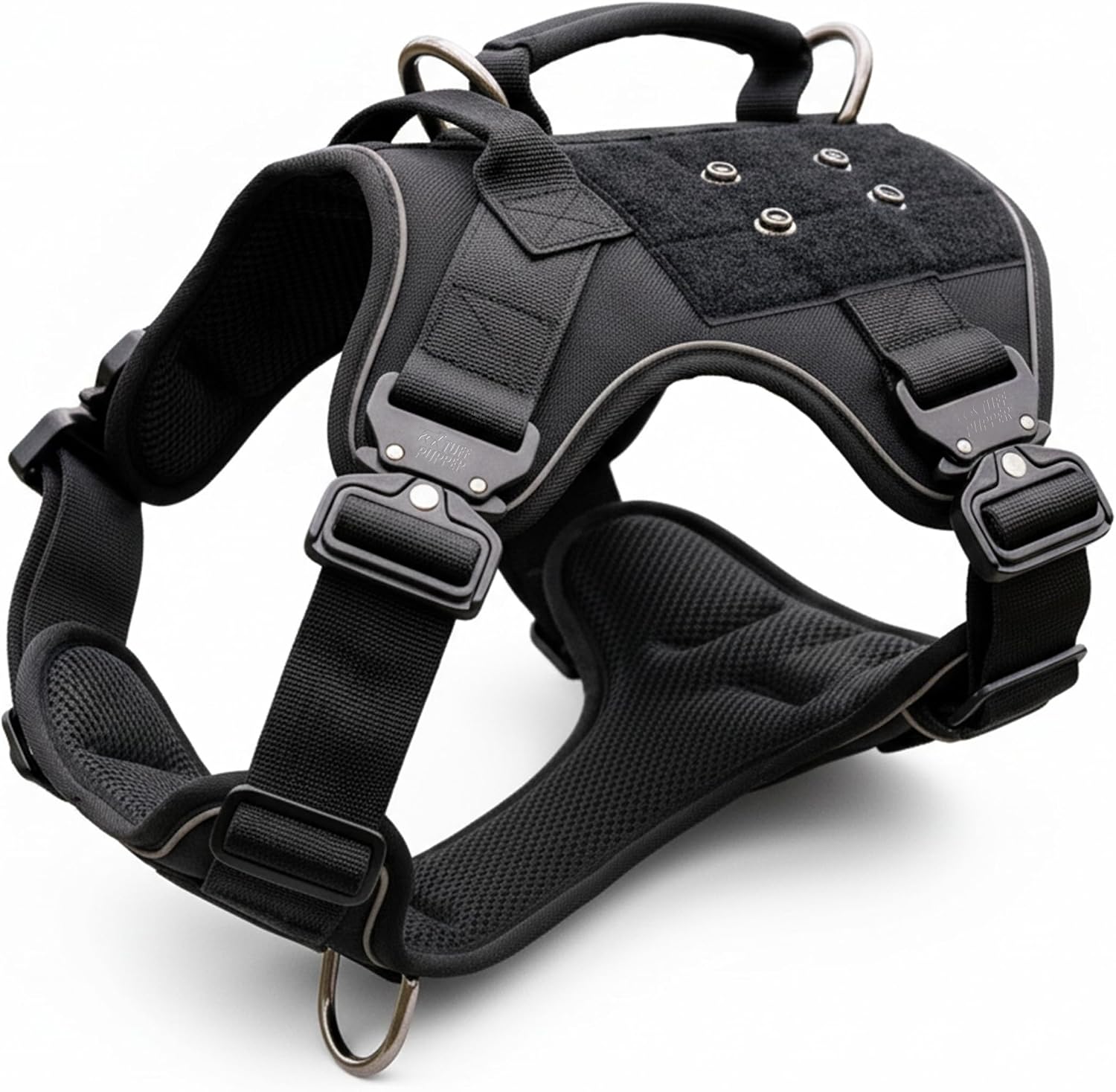 Tuff Pupper Elite Tactical Dog Harness | Dual Control Handles | Front & Back D-Rings | Fully Adjustable | Military Cobra Buckles | Heavy Duty Nylon Vest | Reflective MOLLE Dog Harness for Medium Dogs