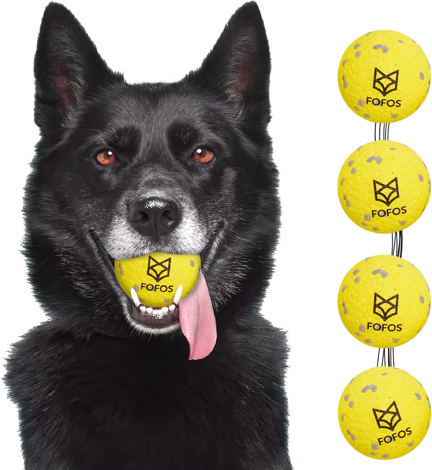 FOFOS Dog Balls Tennis Balls Dog Chew Toys for Aggressive Chewers ETPU 4Pcs