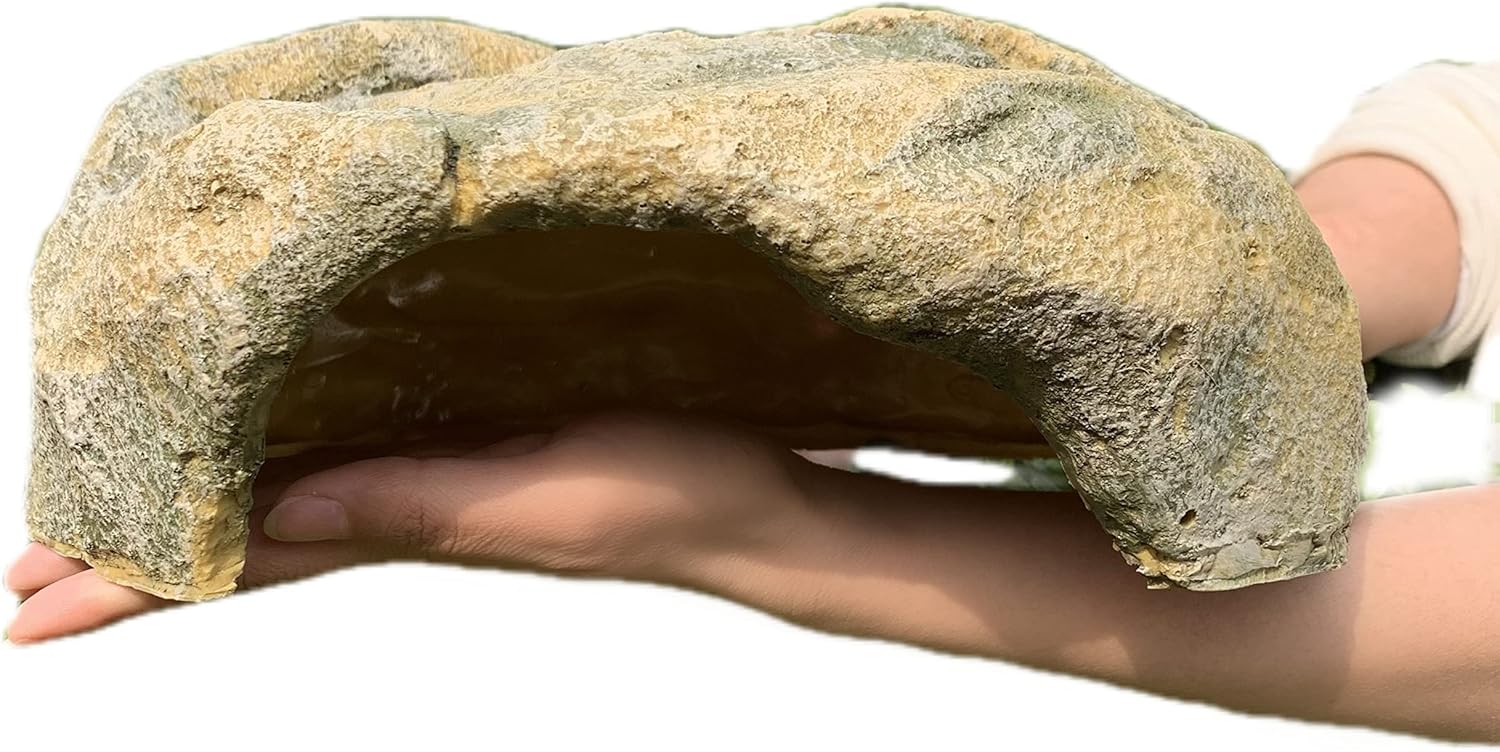 Extra Large Resin Reptile Hide for Ball Pythons, Lizards, Leopard Geckos, Bearded Dragons – Simulation Rock Hideout Cave for Habitat, Turtle Terrarium Decor