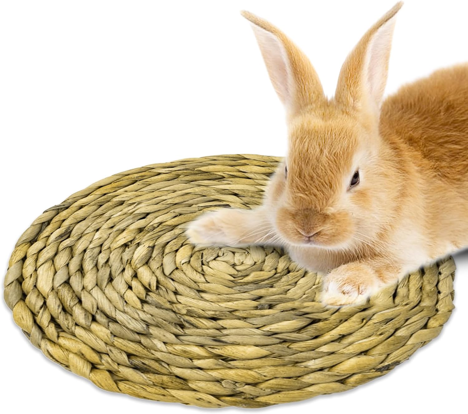 SunGrow Round Rabbit Grass Mat, Chew Toy for Guinea Pigs and Hamsters, Enclosure Bedding for Small Animals, Gnawing and Relaxation Hideout Spot, 8″ x 0.7″, 1 Pc    