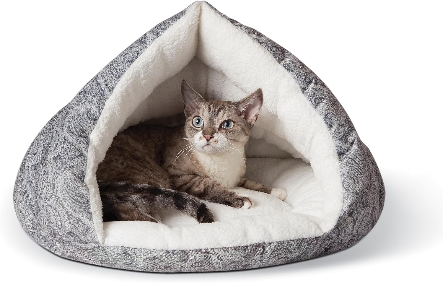 K&H Cat Bed, Self-Warming Hut Cat Cave Bed, Small 19x18in, Gray