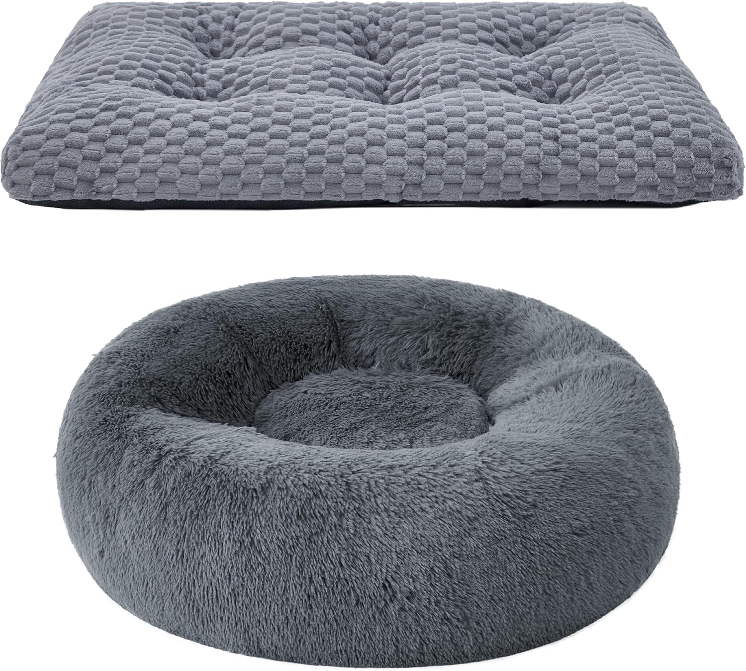 Bedsure Calming Dog Bed for Extra Large Dogs, Donut Pet Bed | Washable Dog Bed for Crate, Soft Fluffy Bubble Fleece Pet Bed