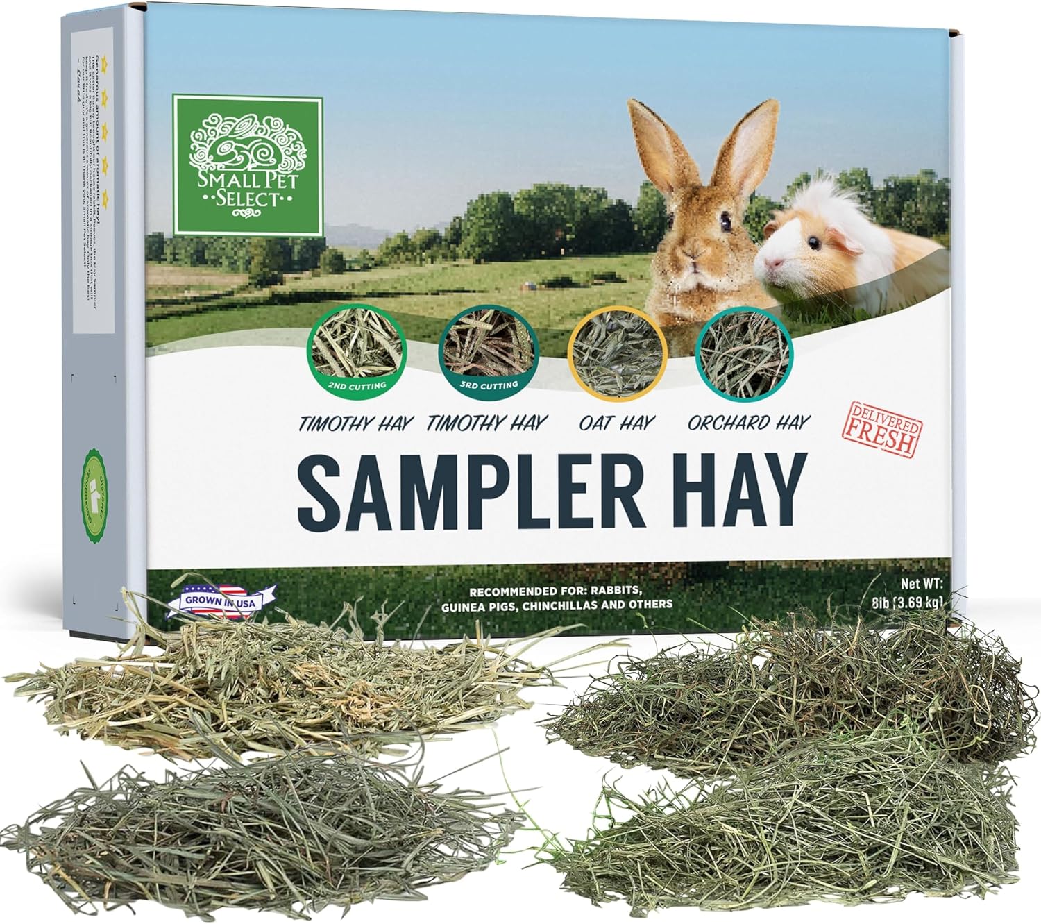 Small Pet Select Hay Sampler Box, Timothy, Oat & Orchard, 4 Types