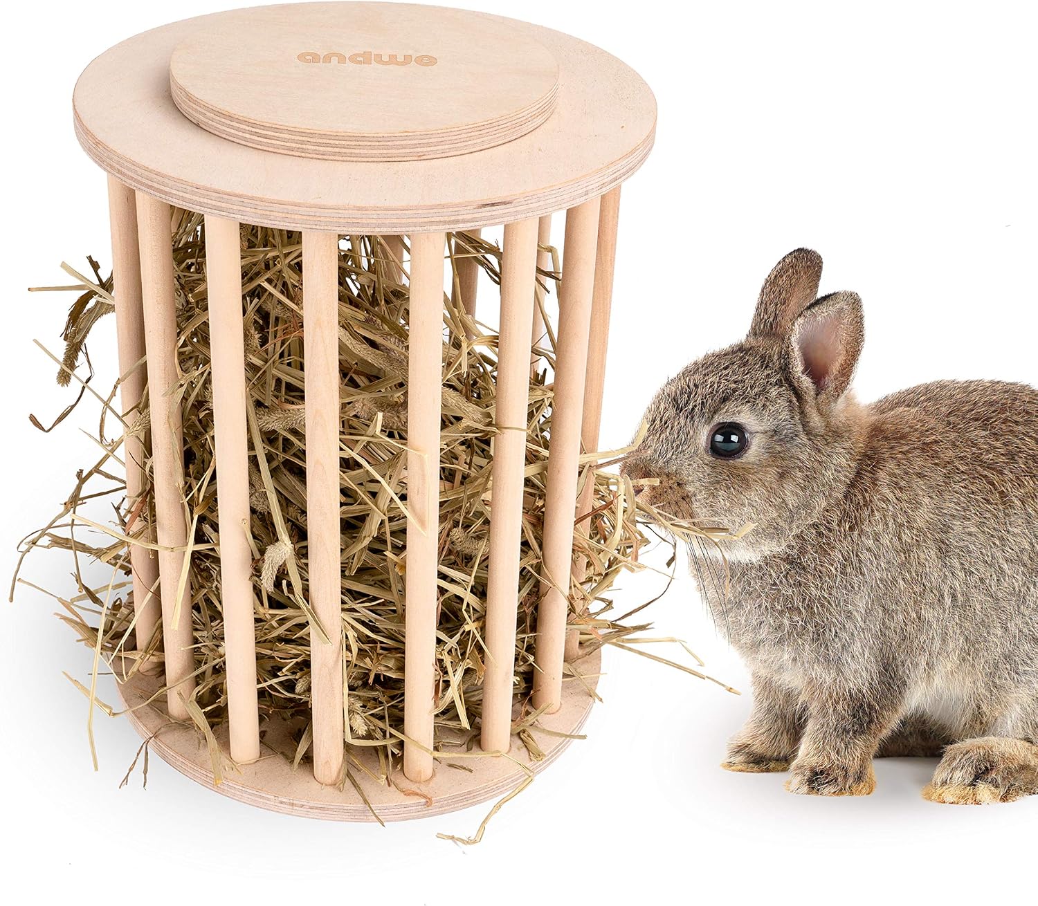 andwe Rabbit Hay Feeder Wooden Food Feeding Rack Easy to Fill