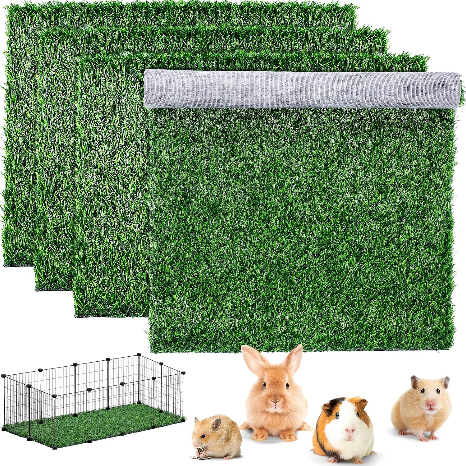 Kigley 4 Pcs Artificial Grass Guinea Pig Pee Pads 18 x 14 Inch