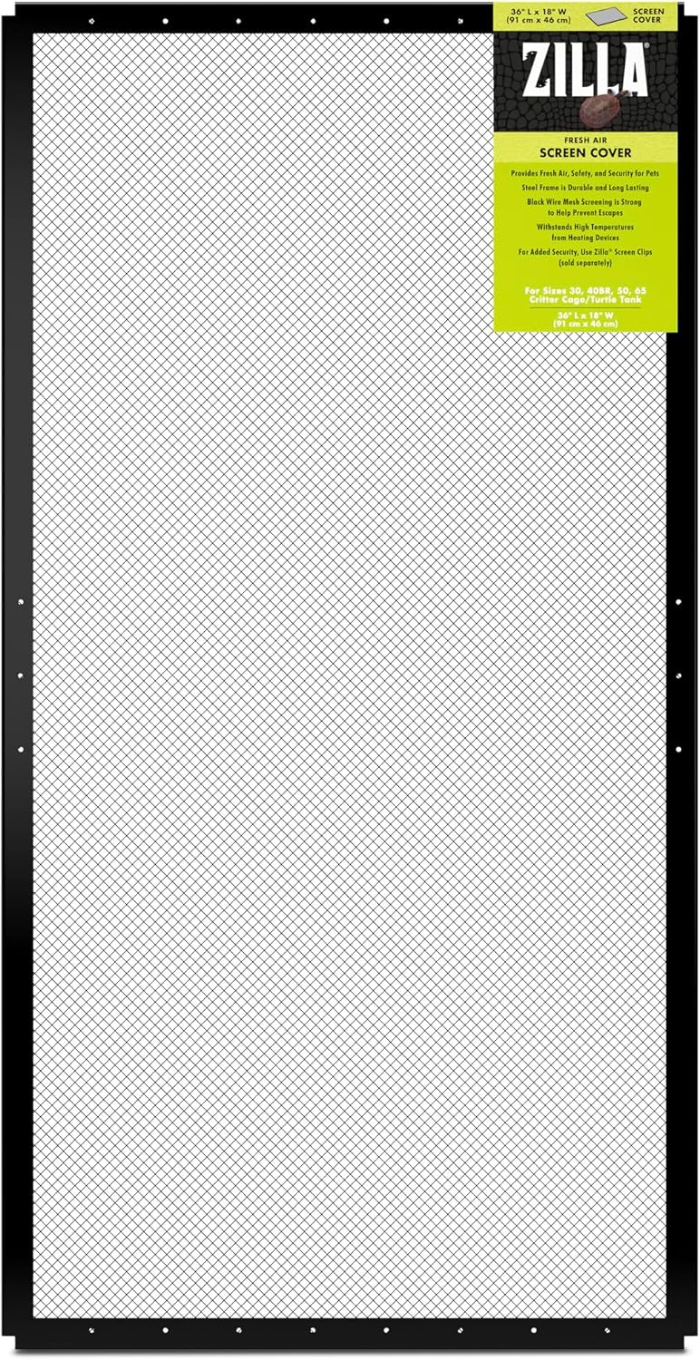 Zilla Fresh Air Screen Cover, Secure and Durable Metal Mesh Cover for Reptile Terrariums, 36 x 18 inches