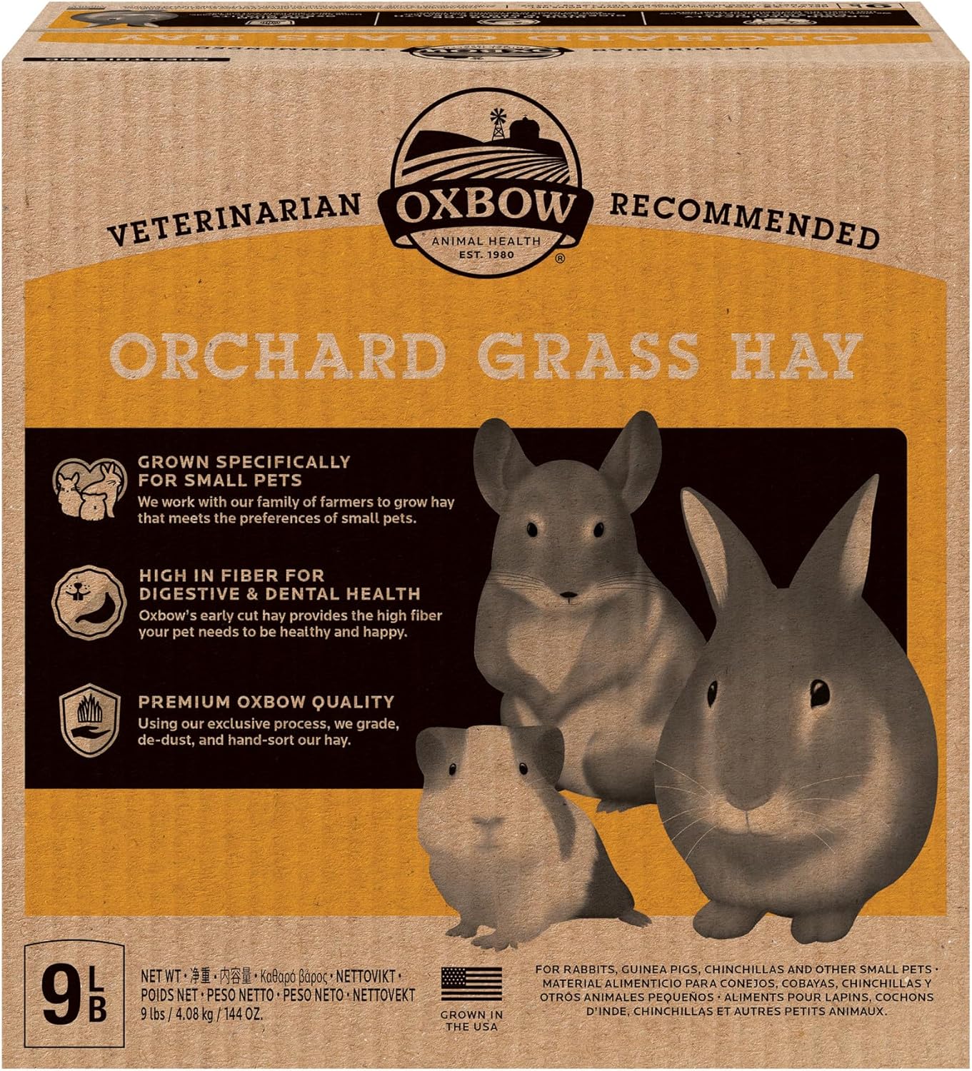 Oxbow Orchard Hay, Rabbit & Guinea Pig Hay, Hand-Sorted, De-Dusted, 9 lb