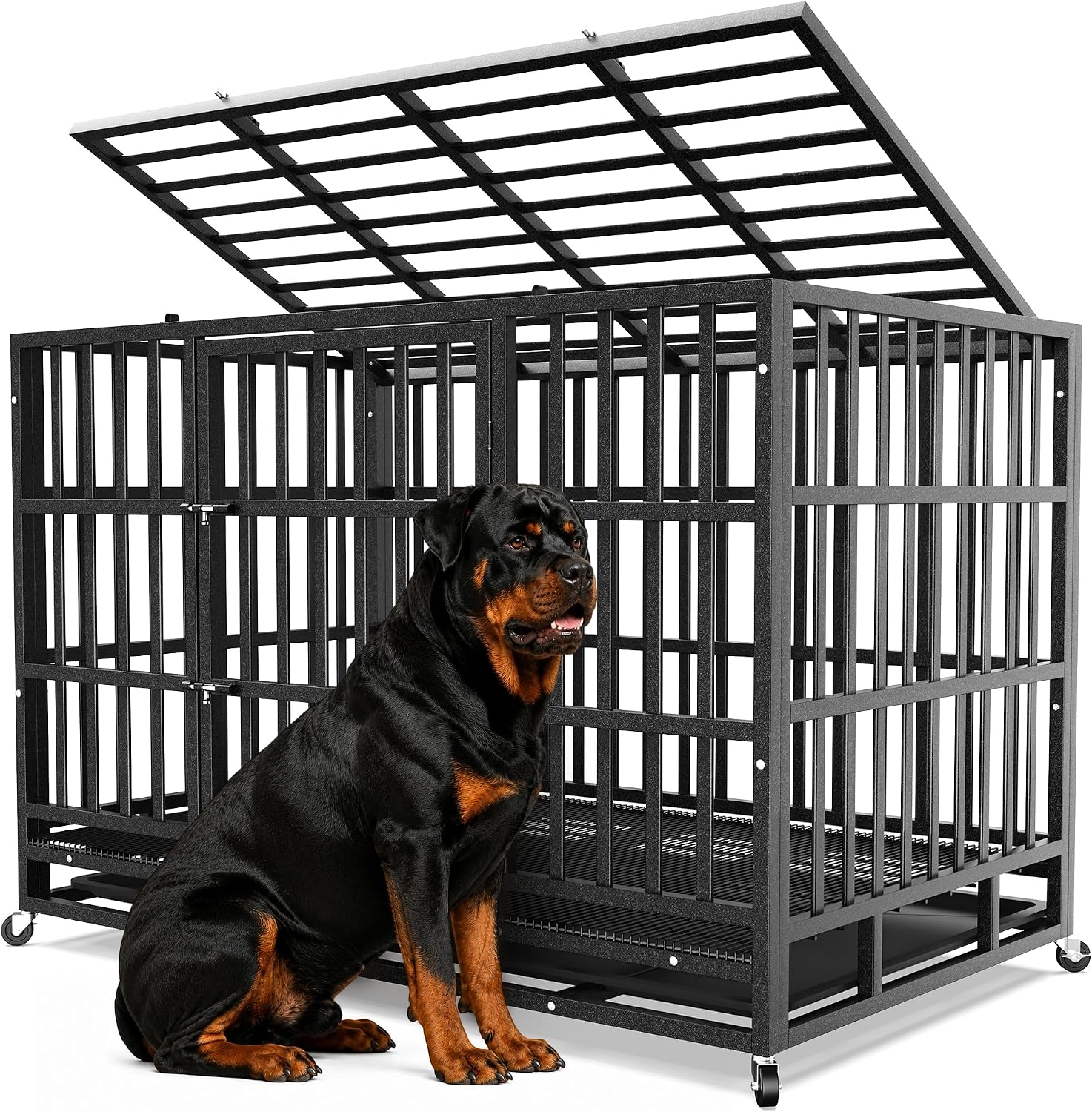 48IN Heavy Duty Indestructible Escape Proof Dog Crate for Dogs