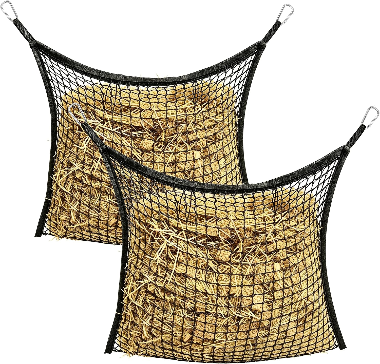 2pcs Slow Feed Hay Nets for Horses, Hay Bags for Horse 35×31 Inch, Large Capacity Horse Slow Feeder for Horses, Goats, Sheep, Donkey,etc