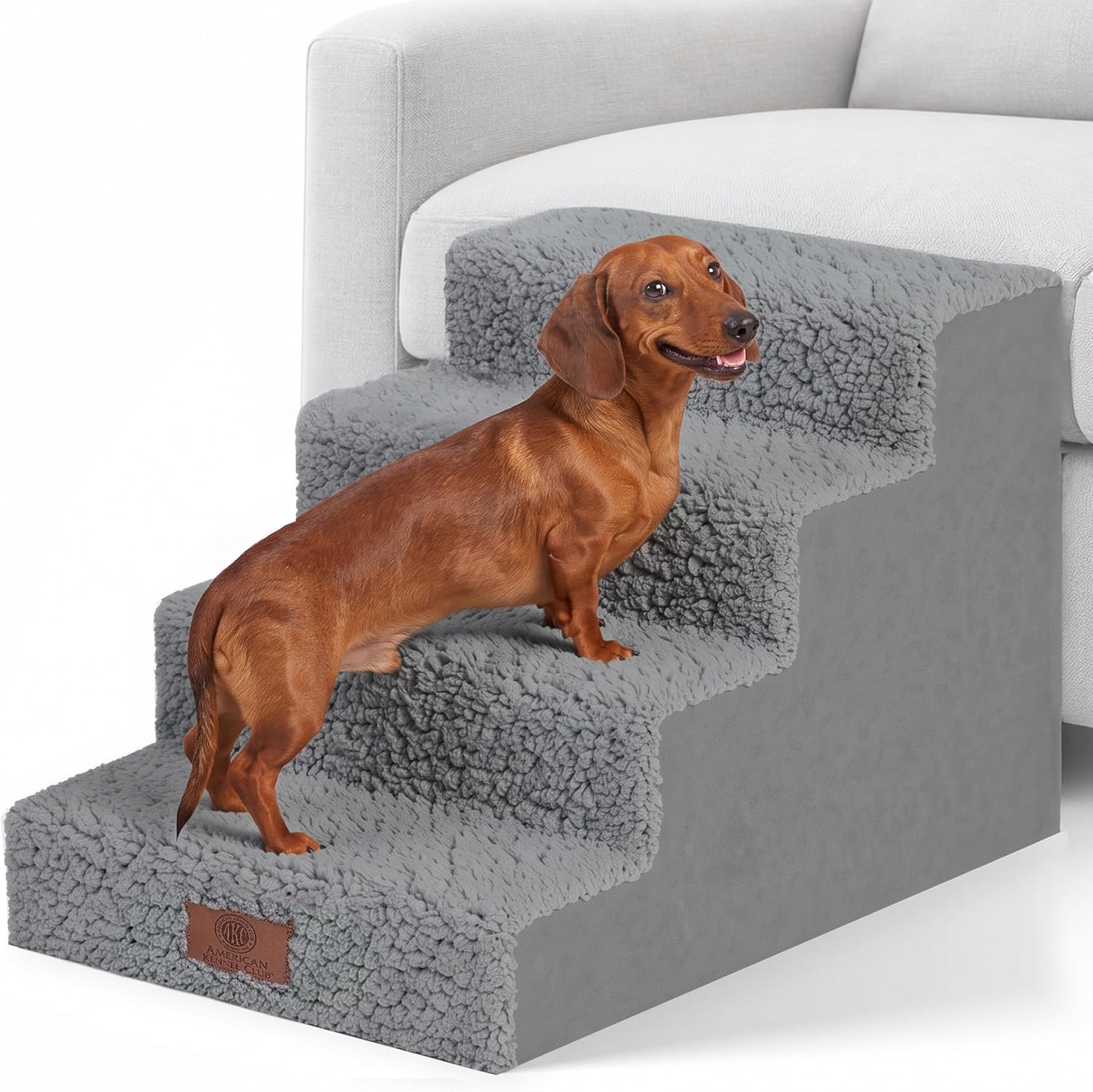 AKC 4-Step Pet Stairs for Small Dogs & Cats, 16 in High, Removable Cover
